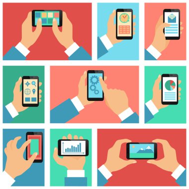 Cep telefonu kullaranarak eller topluluğu