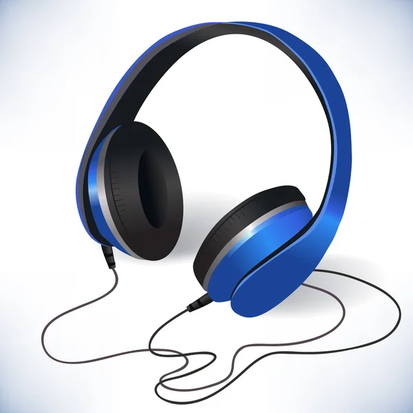 Fones de ouvido azuis isolados emblema —  Vetores de Stock