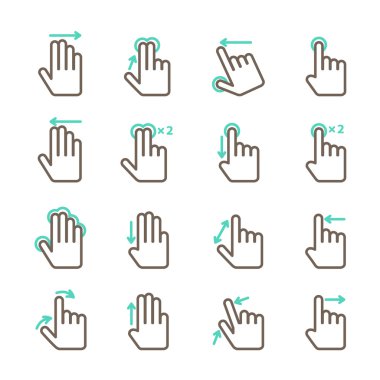 El dokunmatik jestleri Icons set