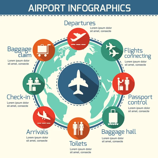 Luchthaven infographic concept — Stockvector