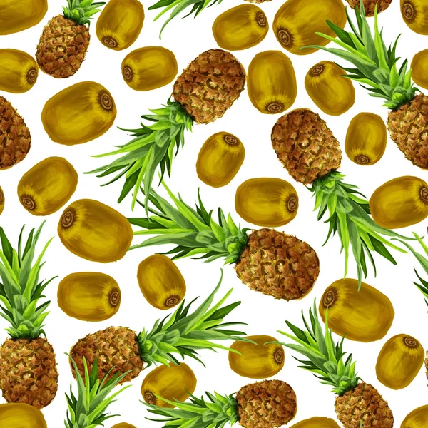 Ananas kiwi bezešvé vzor — Stockový vektor