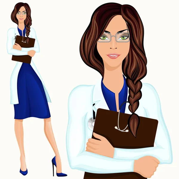 Young woman doctor — Stock Vector