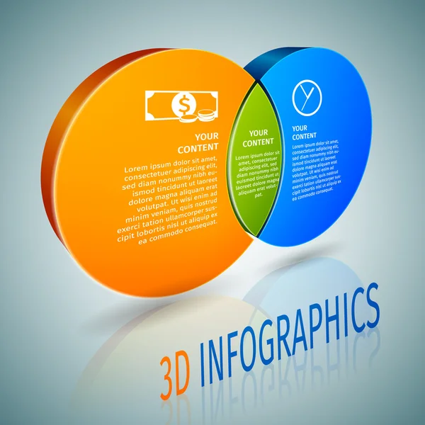 Grafico a cerchio Infografica 3d — Vettoriale Stock