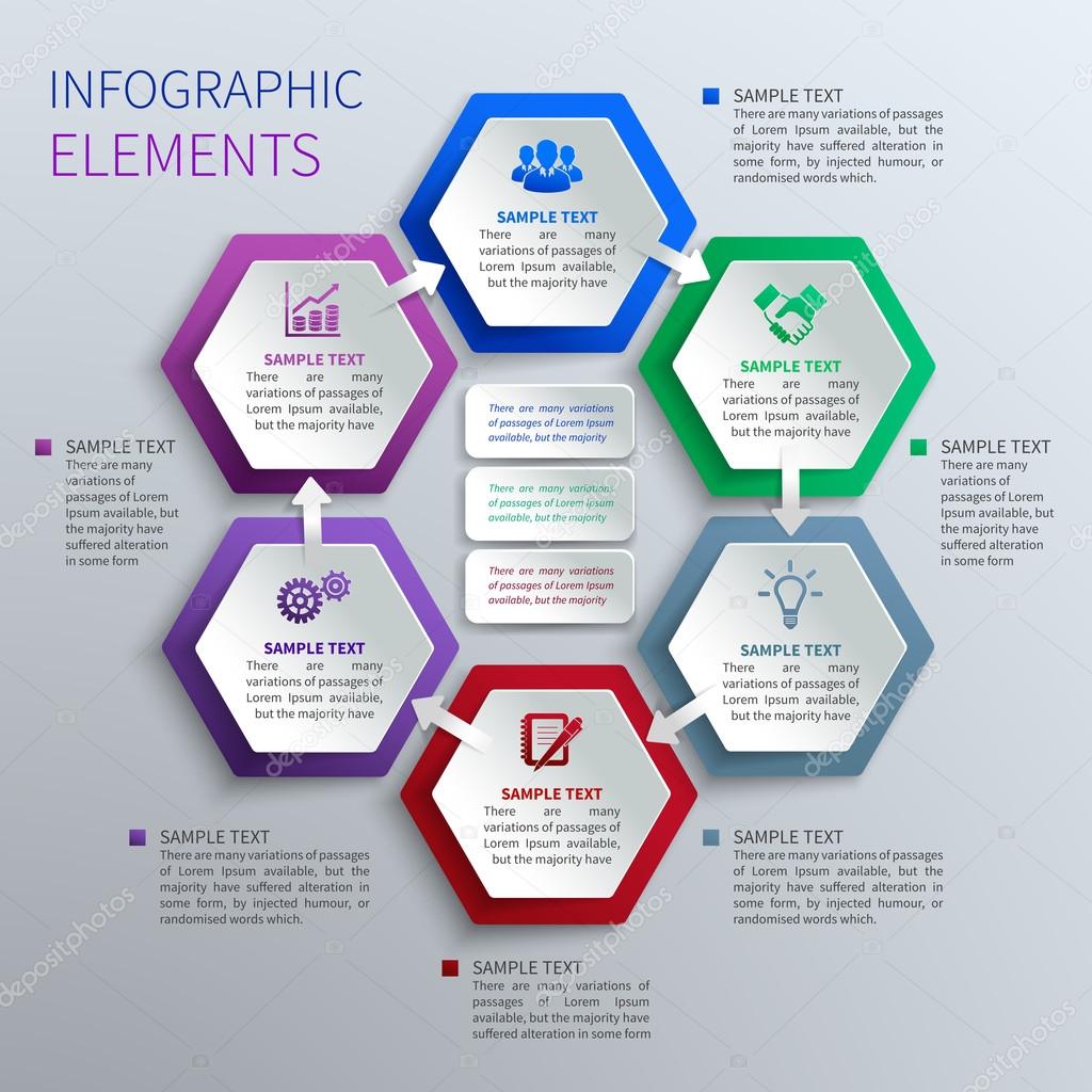 Paper hexagons infographics