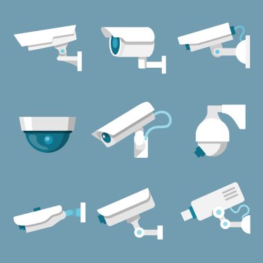 Güvenlik kameraları Icons set
