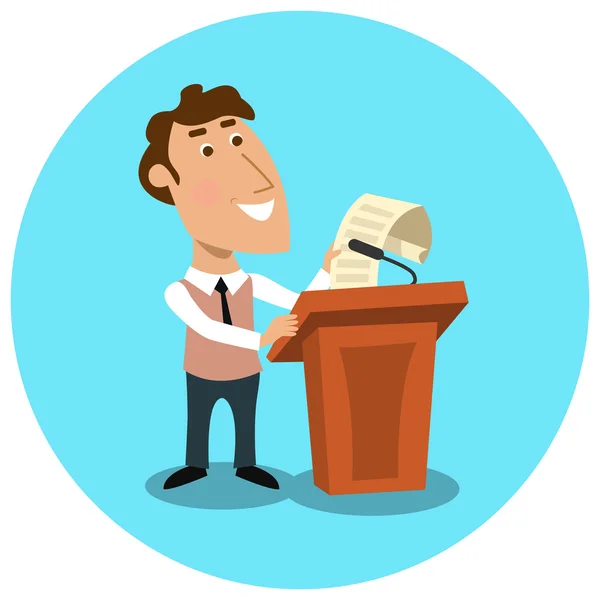 Business manager making public presentation — Stock Vector