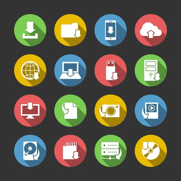 Símbolos de download da Internet conjunto de ícones — Vetor de Stock