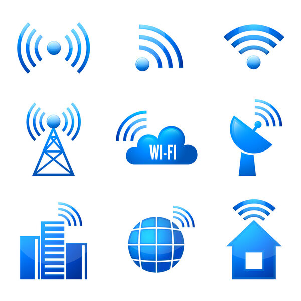 Wi-Fi glossy icons set