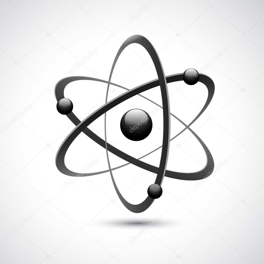 Atom 3d abstract physics science model symbol vector illustration