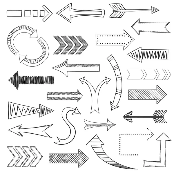 Pfeilsymbole setzen Skizze — Stockvektor