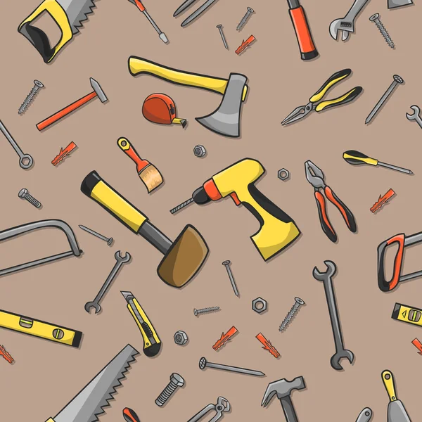 Carpintero herramientas patrón sin costura — Vector de stock