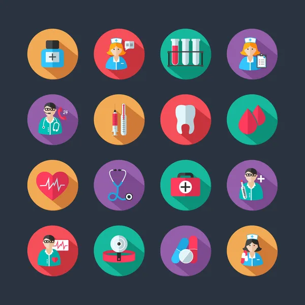 Medical icons and doctor avatars set — Stock Vector