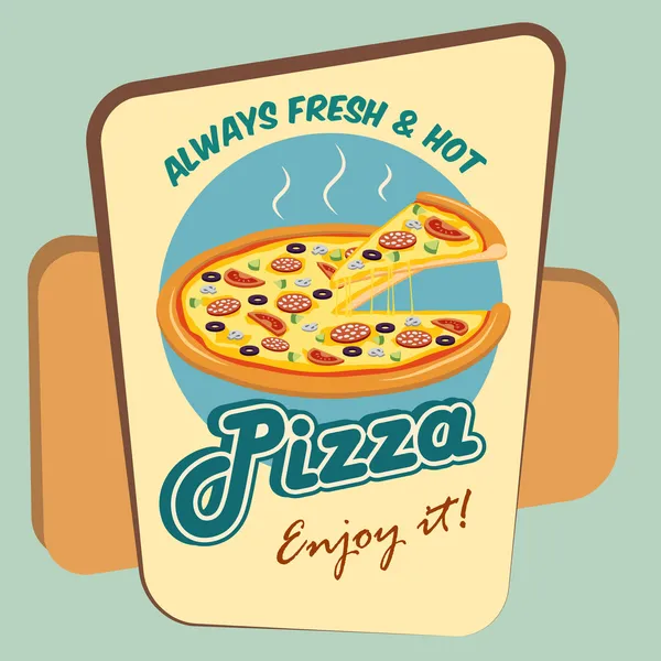Pizza runda reklam affisch — Stock vektor