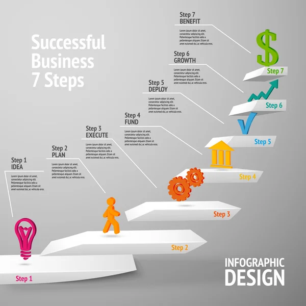 Erfolgreiche Geschäftstreppe Infografik Vektorgrafiken