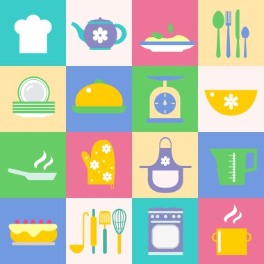 Mutfak ve mutfak Icons set