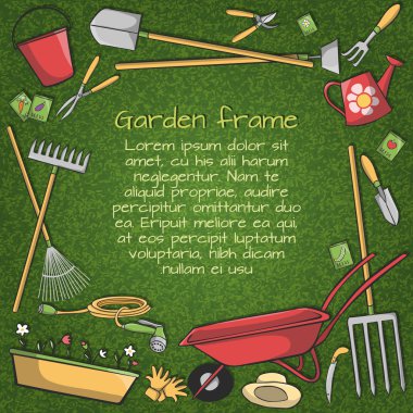 Garden tools frame clipart