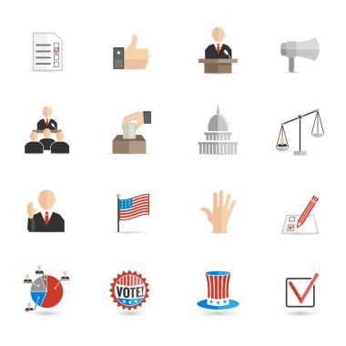 Elections icons flat set clipart