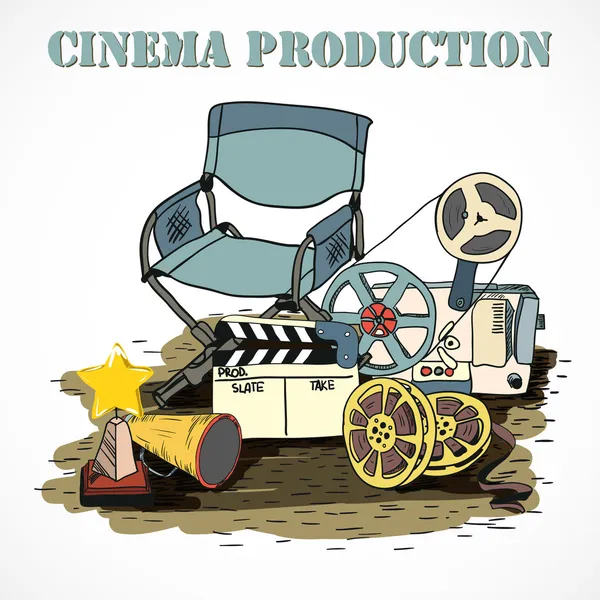 Producción cinematográfica cartel decorativo — Vector de stock