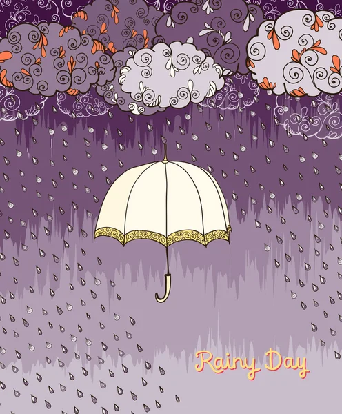 Doodles βροχερή μέρα καιρικές αφίσα — Διανυσματικό Αρχείο