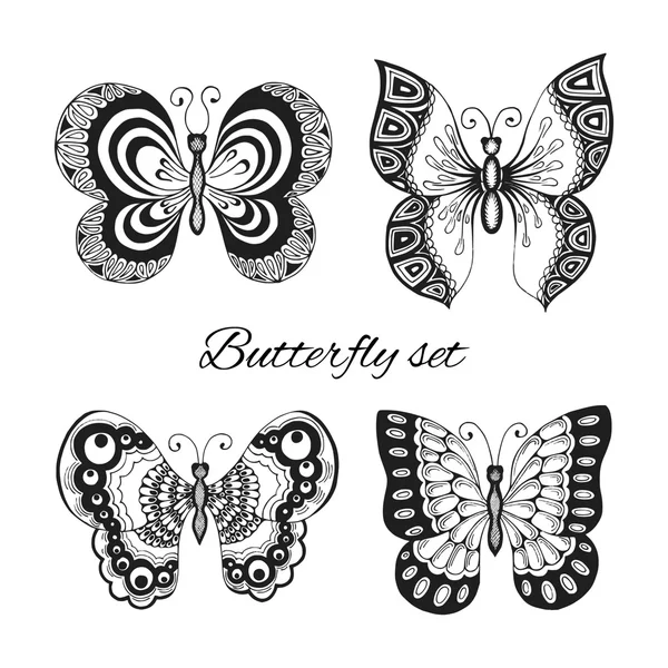 Conjunto de iconos decorativos mariposas — Vector de stock