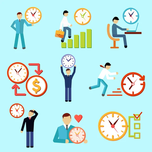 Time management flat icons — Stock Vector