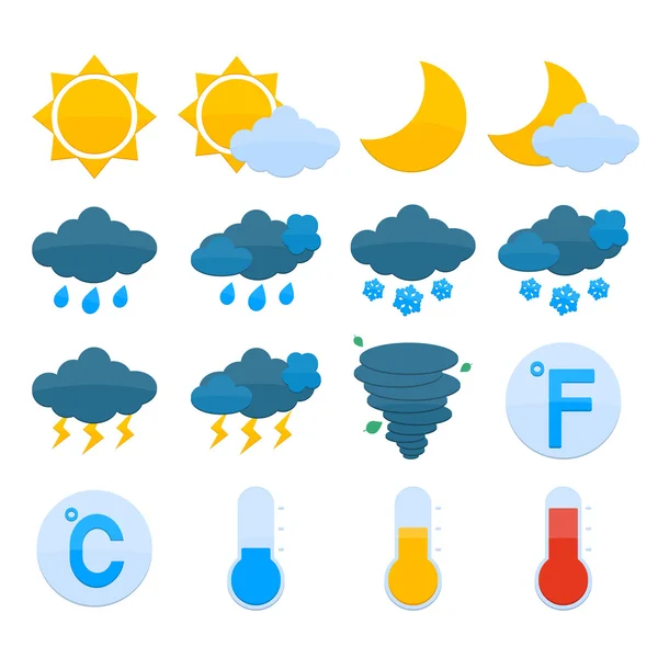 Conjunto de ícones de previsão meteorológica —  Vetores de Stock
