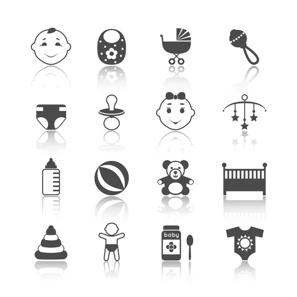 Conjunto de iconos de bebé niño — Vector de stock