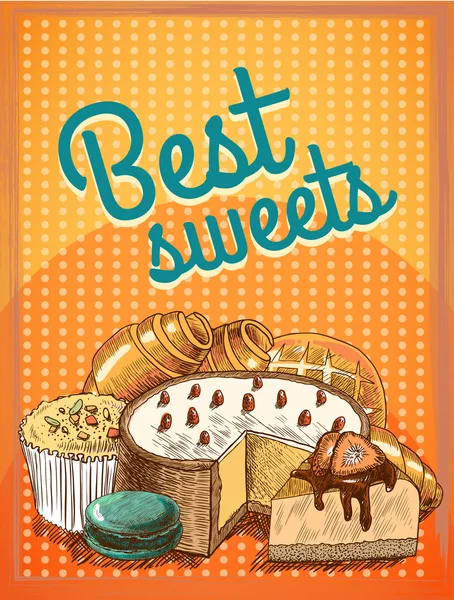 Best sweets pastry poster — Stock Vector