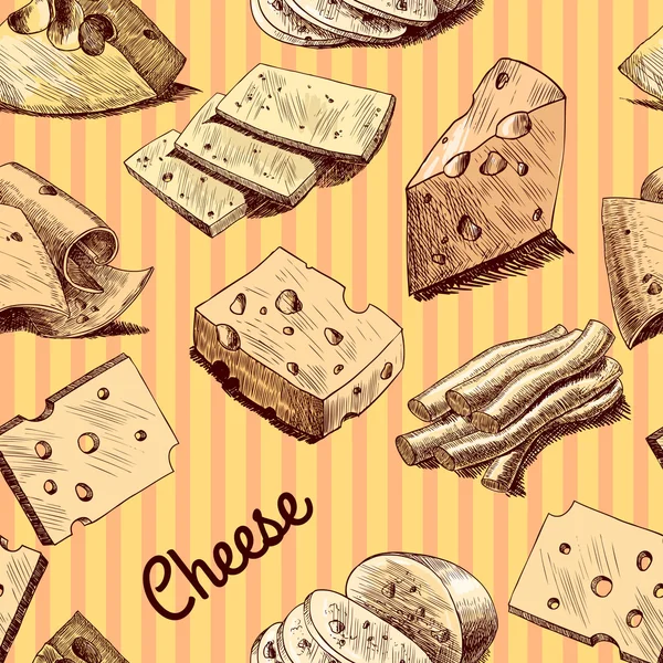 奶酪素描无缝壁纸 — 图库矢量图片