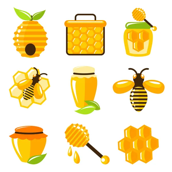 Honey icons set — Stock Vector