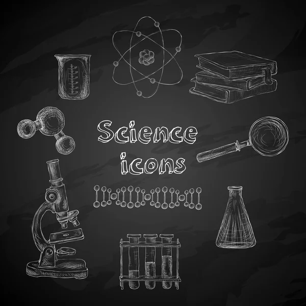 Science chalkboard icons — Stock Vector