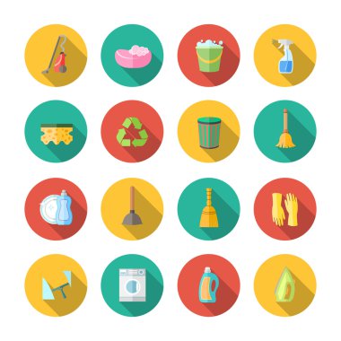 Cleaning Icons Flat Set clipart