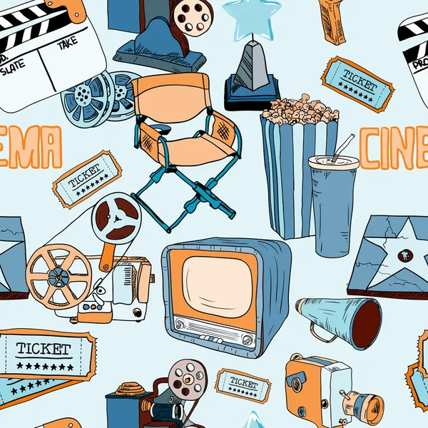 Doodles cor do cinema sem costura _ SimilarS — Vetor de Stock