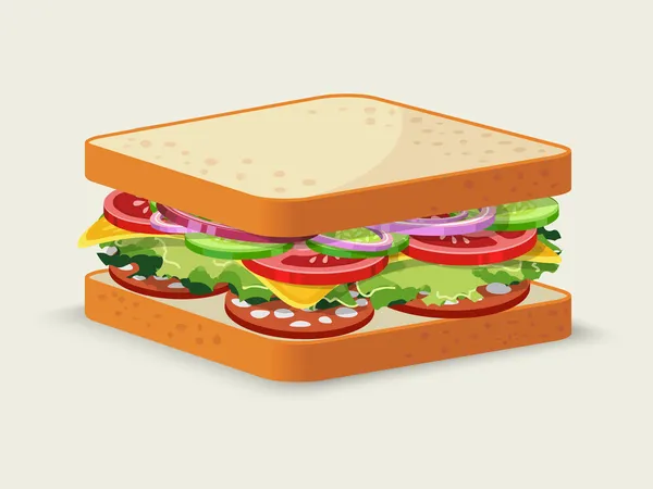 Emblema sándwich de salami — Vector de stock