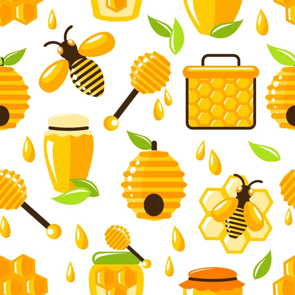 Patrón sin costura miel — Vector de stock