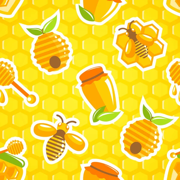 Honey seamless pattern — Stock Vector