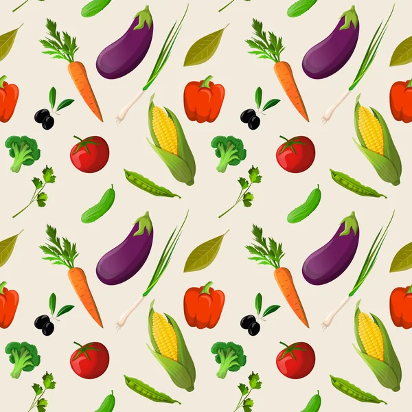 Nahtloses Muster bei Gemüse — Stockvektor