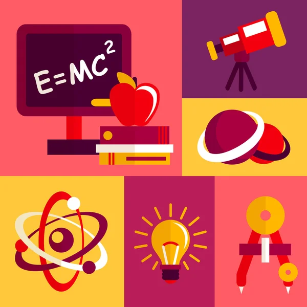 Physics flat design icons set — Stock Vector