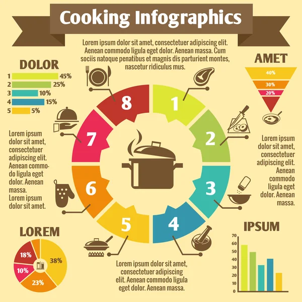 Μαγείρεμα infographic εικονίδια — Διανυσματικό Αρχείο