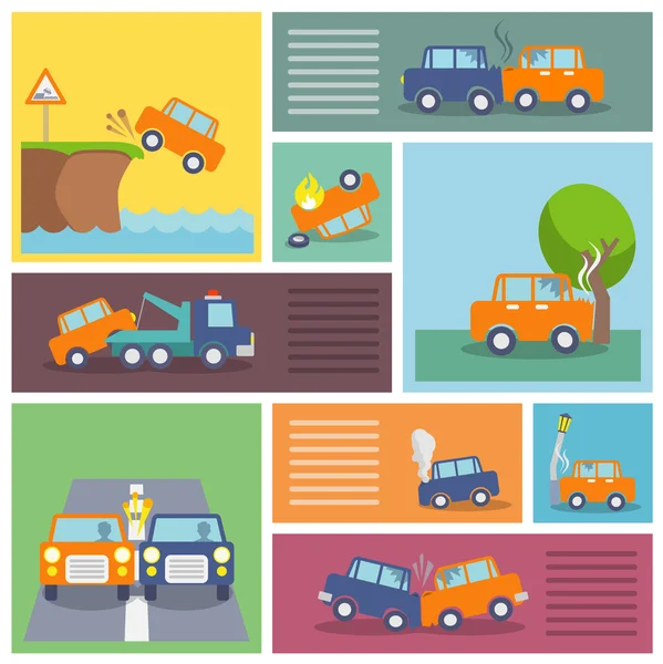 Iconos de accidente de coche — Vector de stock