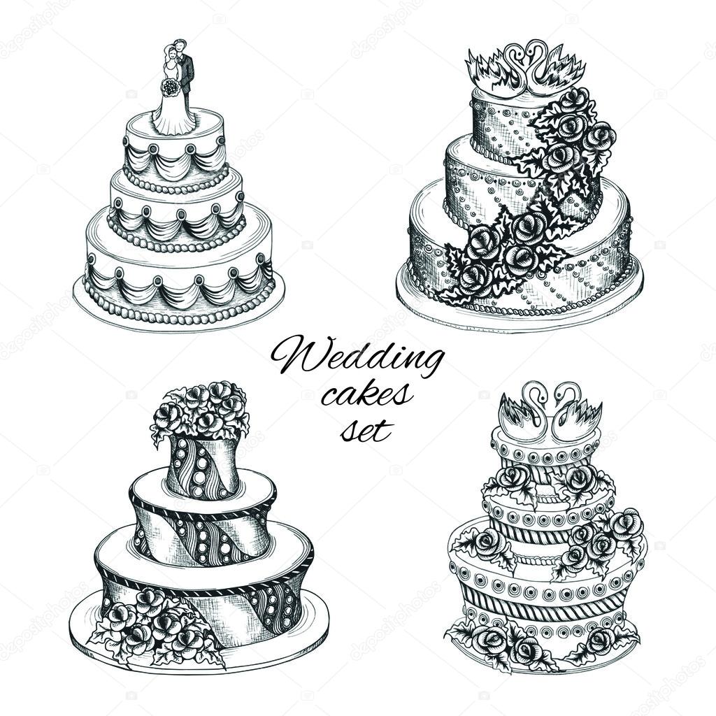 Wedding cakes set