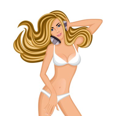 seksi bikini kız kulaklıklar