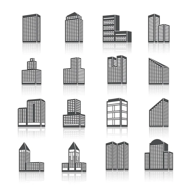 Edifice buildings icons set — Stock Vector