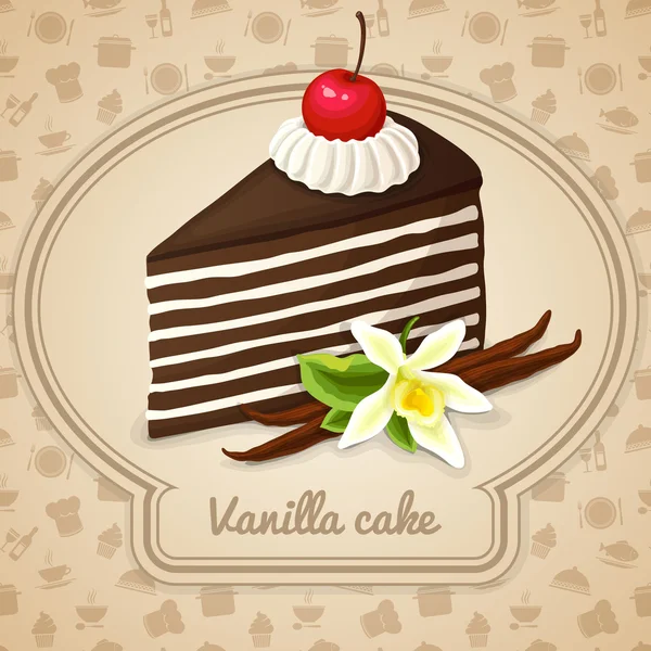 Vanília réteges torta poszter — Stock Vector
