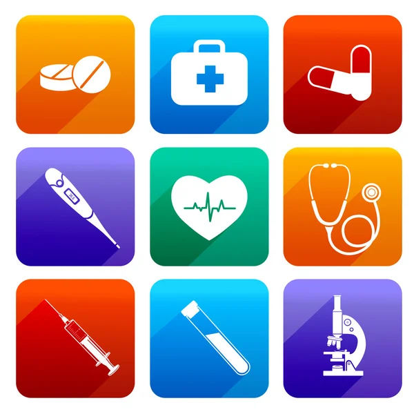 Flat medical icons — Stock Vector