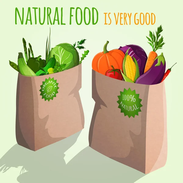 Vegetables in bags emblem — Stock Vector