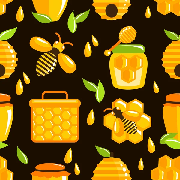 Honey seamless pattern — Stock Vector