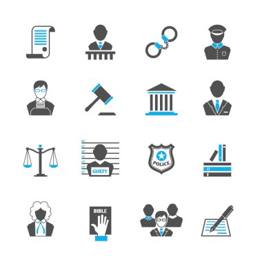 Law icons set clipart