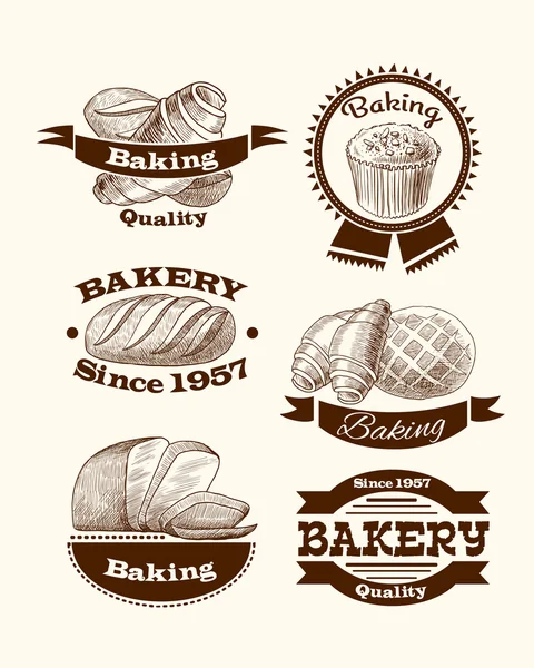 Ekmek ve pastane işaretleri — Stok Vektör