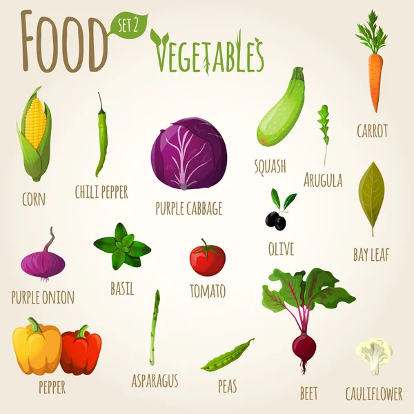 Set di verdure alimentari — Vettoriale Stock